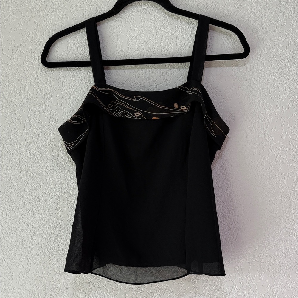 Y2K Chic Black Women's Camisole with Patterned Detail Vintage